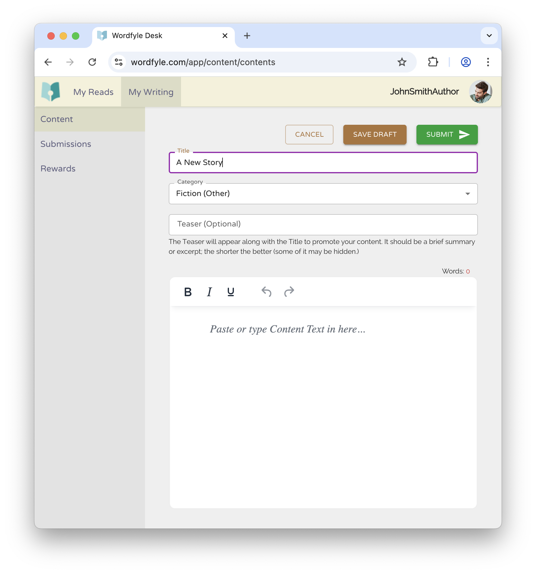 Write for Wordfyle